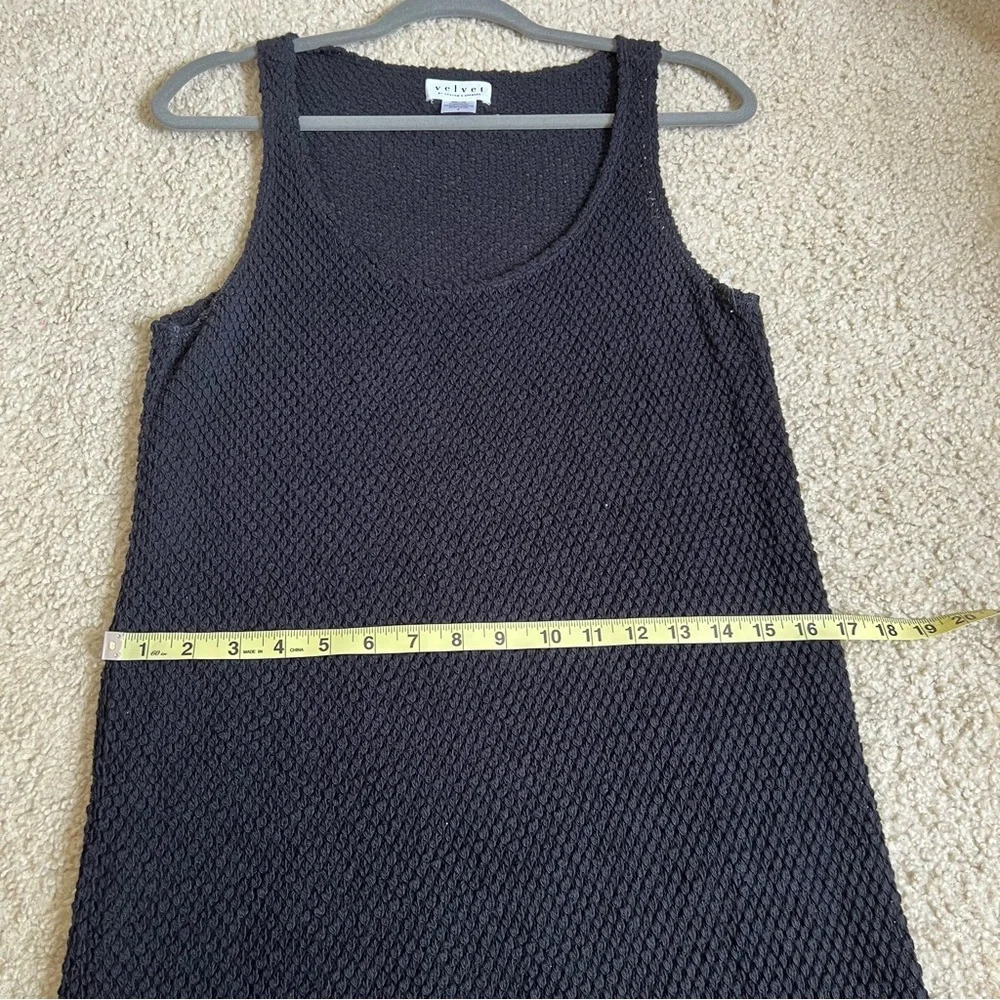 VELVET by Graham & Spencer Women Knitted Dress sz S Black Waffle Fringe Casual - Picture 14 of 16